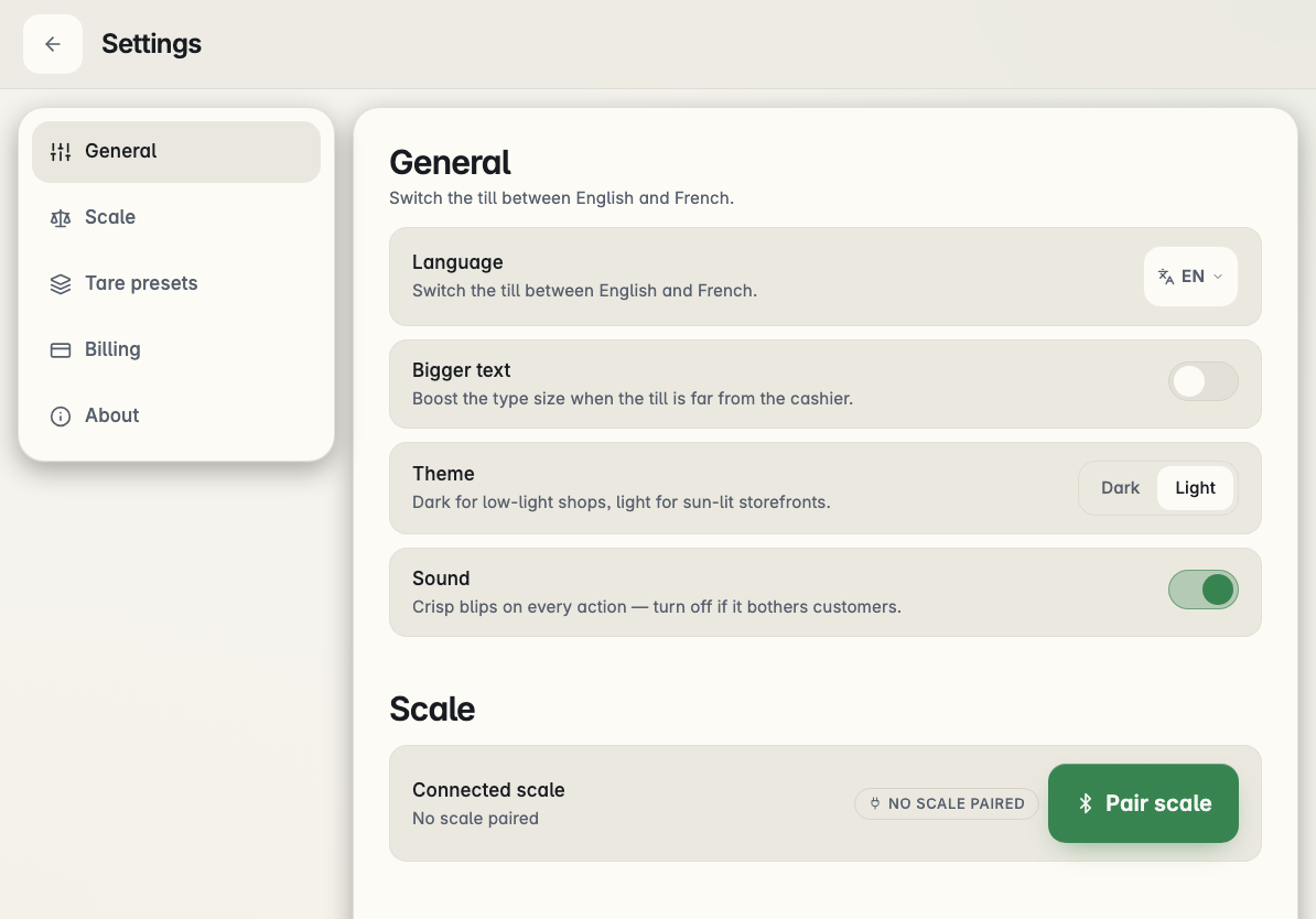 Auto-rendered shop preferences form